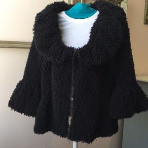 Black Teddy Bear Swing Cardigan Jacket Sz M